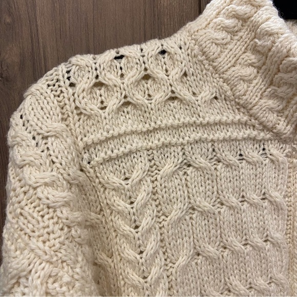 Carriag Donn small Marino Wool Thick Cable Knit Zip Up Sweater Cardigan - Picture 3 of 11